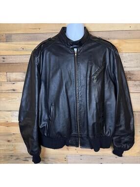 Vintage Leather Bomber Jacket Men’s Black 80s Style Cafe Racer Motorcycle Inspo